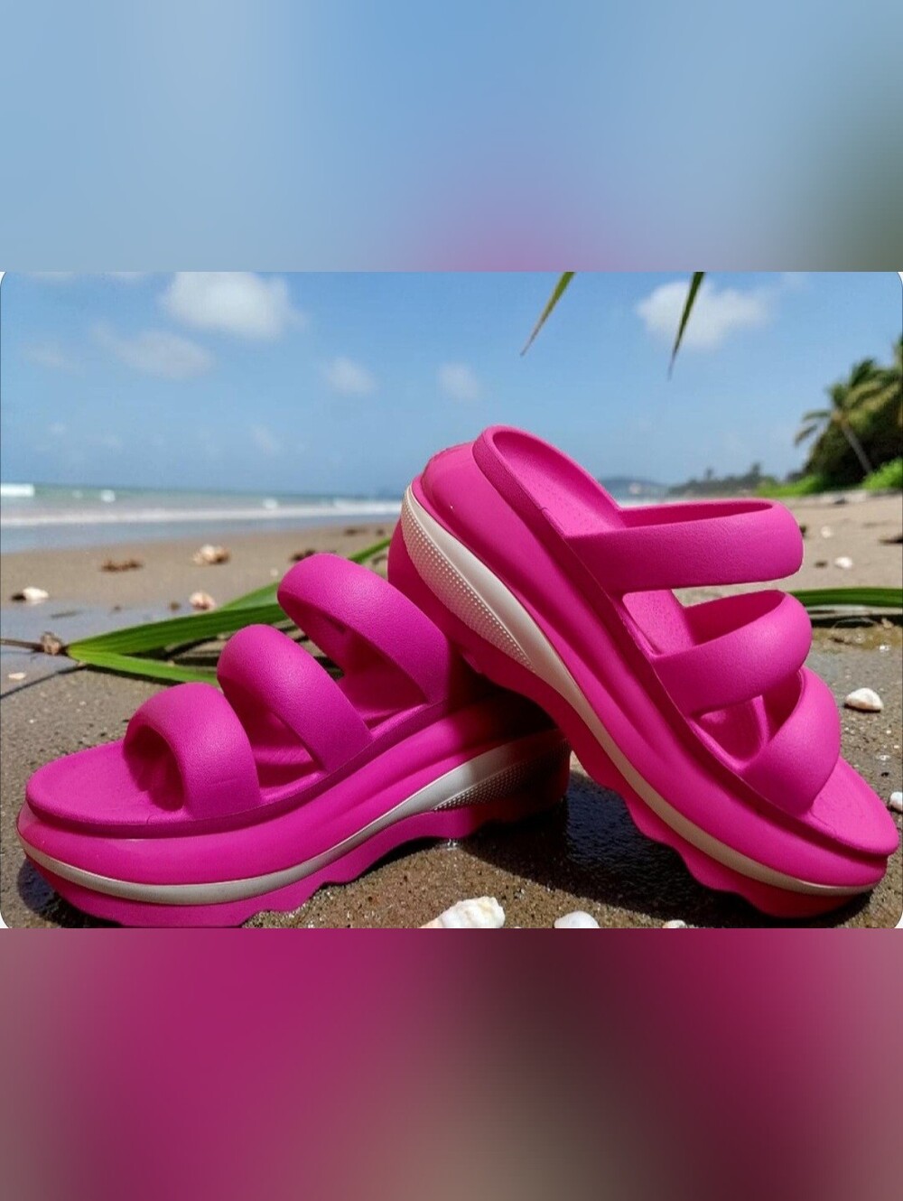 💗 Crocs MEGA CRUSH Triple Band Slide Sandals - Pink Crush NWOT - Picture 2 of 14
